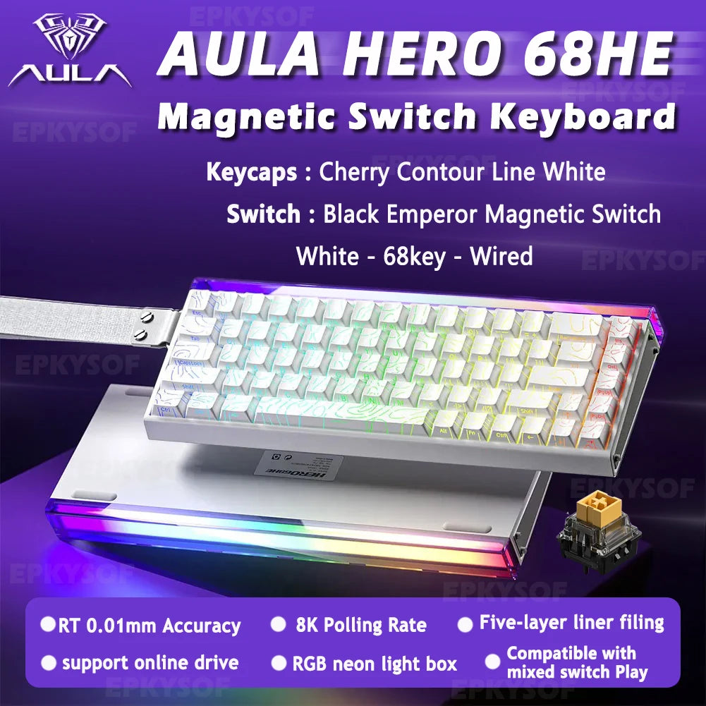 AULA HERO 68HE Magnetic Switch Gaming Keyboard | Rapid Trigger | 8K Polling | RGB