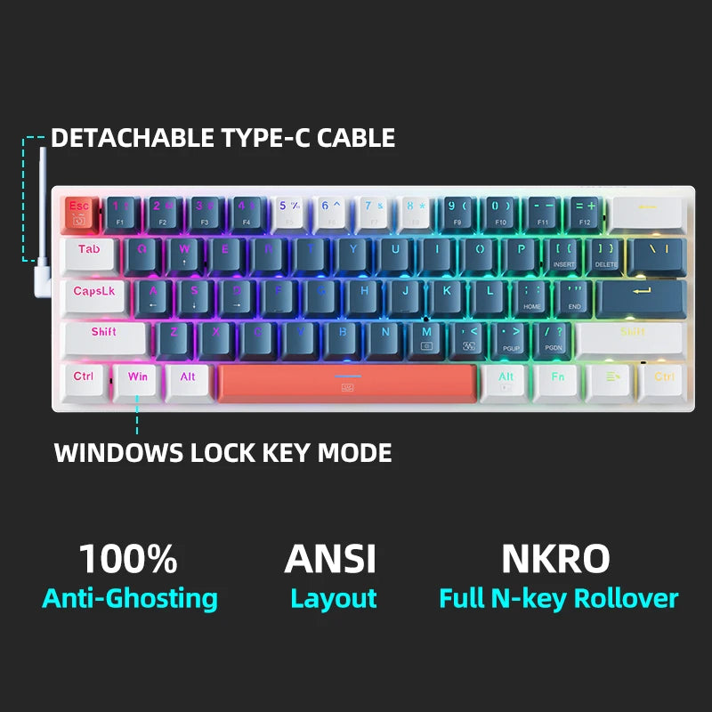 Machenike K500-B61 60% Mechanical Gaming Keyboard | Hot-Swap | RGB | Wired