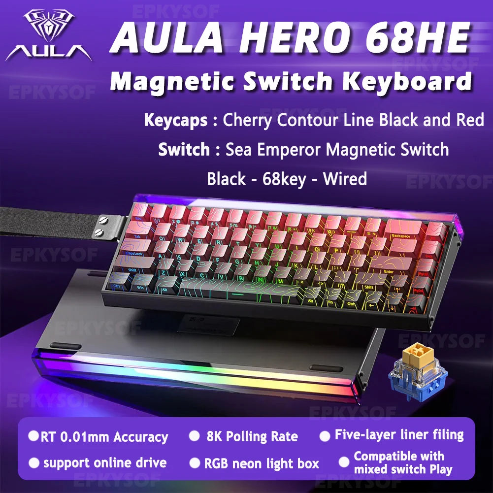 AULA HERO 68HE Magnetic Switch Gaming Keyboard | Rapid Trigger | 8K Polling | RGB