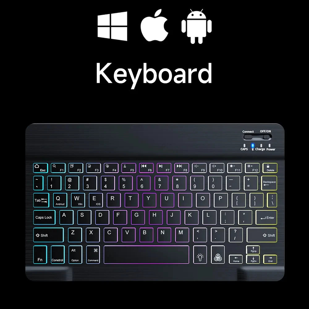 10" Wireless Bluetooth Mini Keyboard | RGB Backlit | Rechargeable | Multi-Device | USB-C