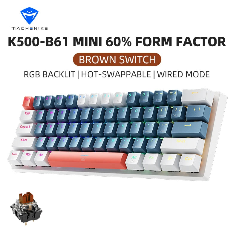 Machenike K500-B61 60% Mechanical Gaming Keyboard | Hot-Swap | RGB | Wired