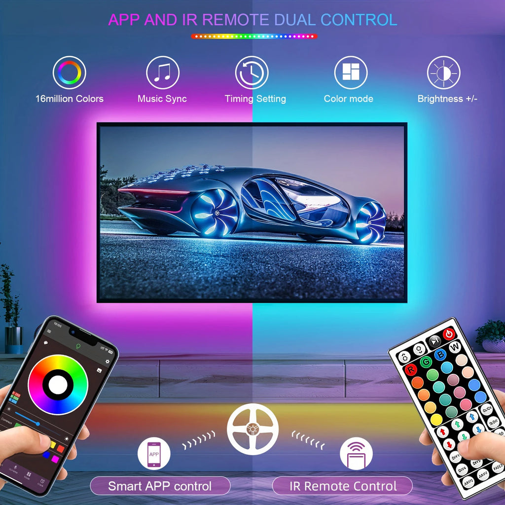 RGB LED Strip Lights 5m–30m | APP Control | Room & Gaming Setup Décor