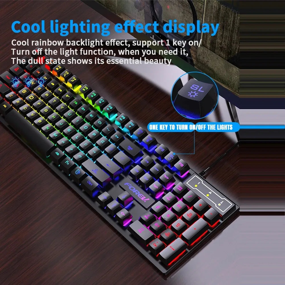 104-Key RGB Gaming Keyboard | Mechanical Feel | USB Wired | Windows & Laptop Compatible