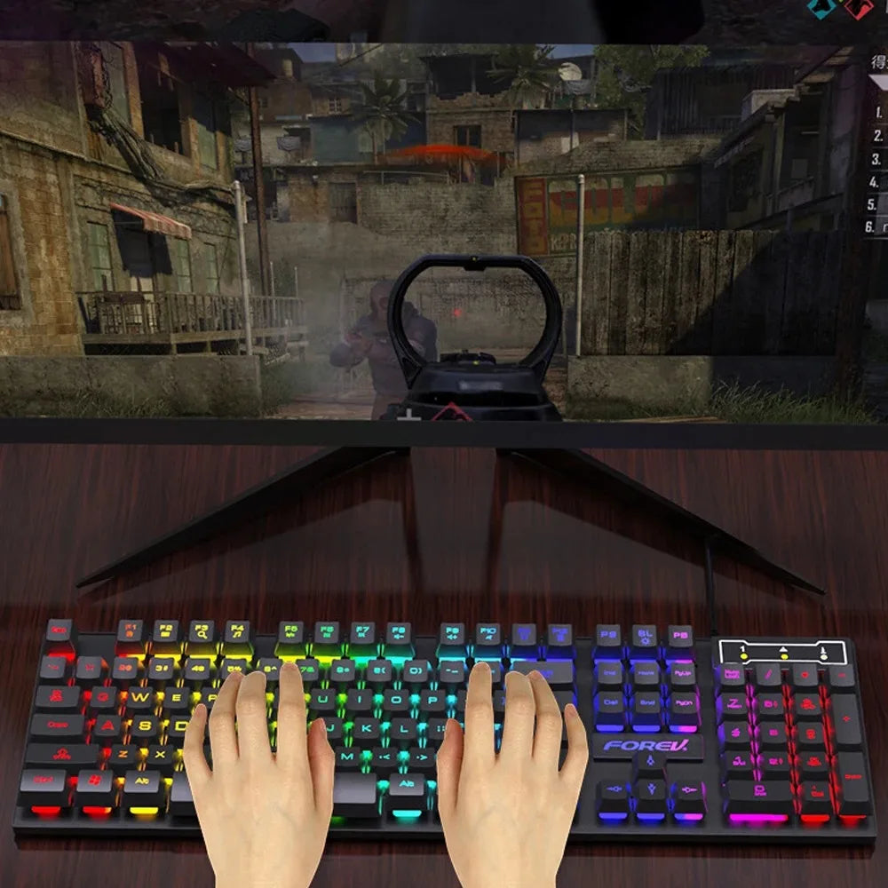 104-Key RGB Gaming Keyboard | Mechanical Feel | USB Wired | Windows & Laptop Compatible