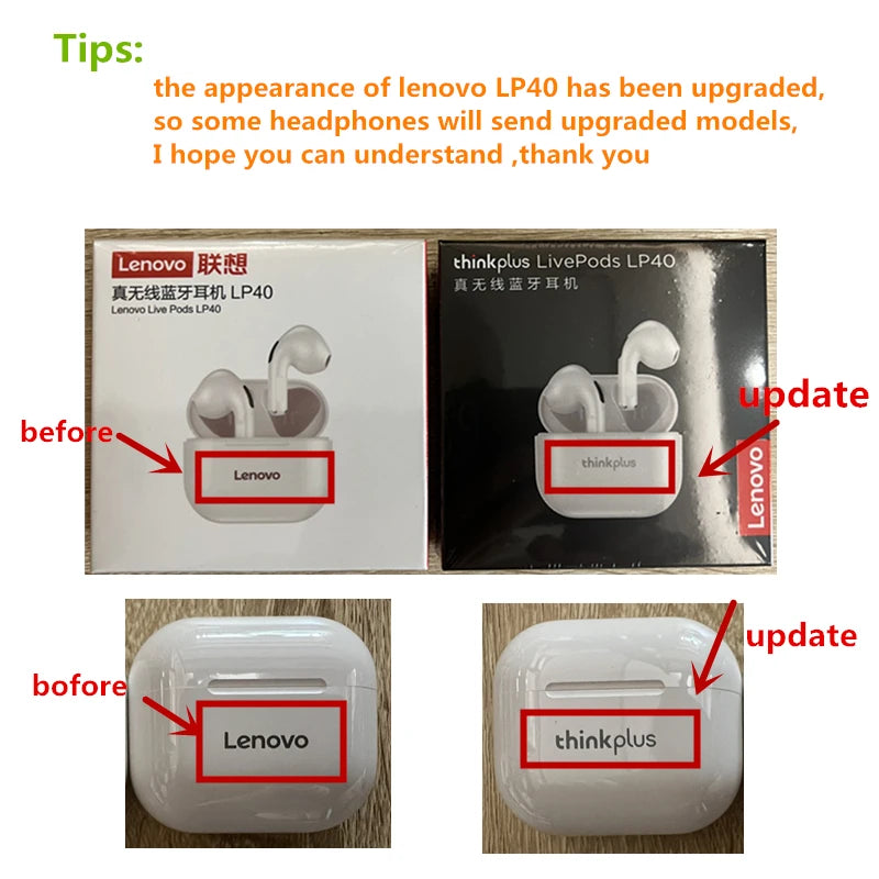 Lenovo LP40 TWS Bluetooth Earbuds | Wireless | Touch Control | Sport | With Mic