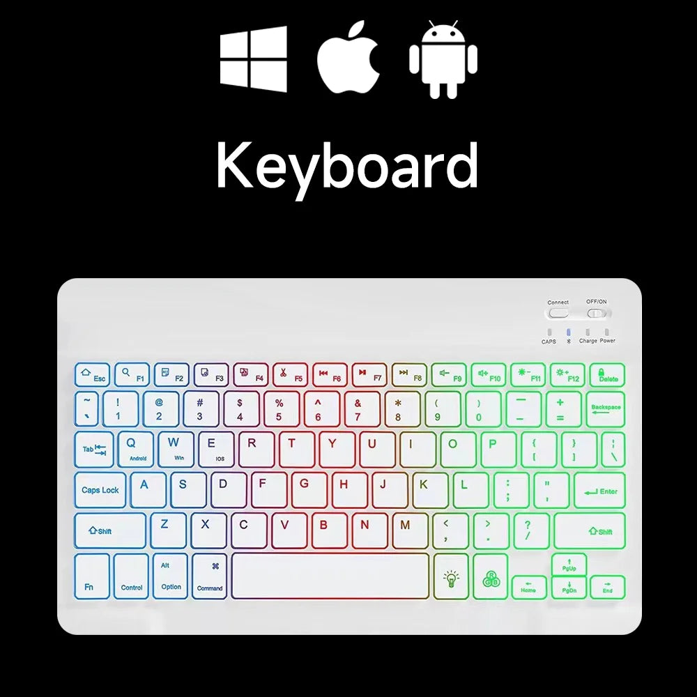 10" Wireless Bluetooth Mini Keyboard | RGB Backlit | Rechargeable | Multi-Device | USB-C