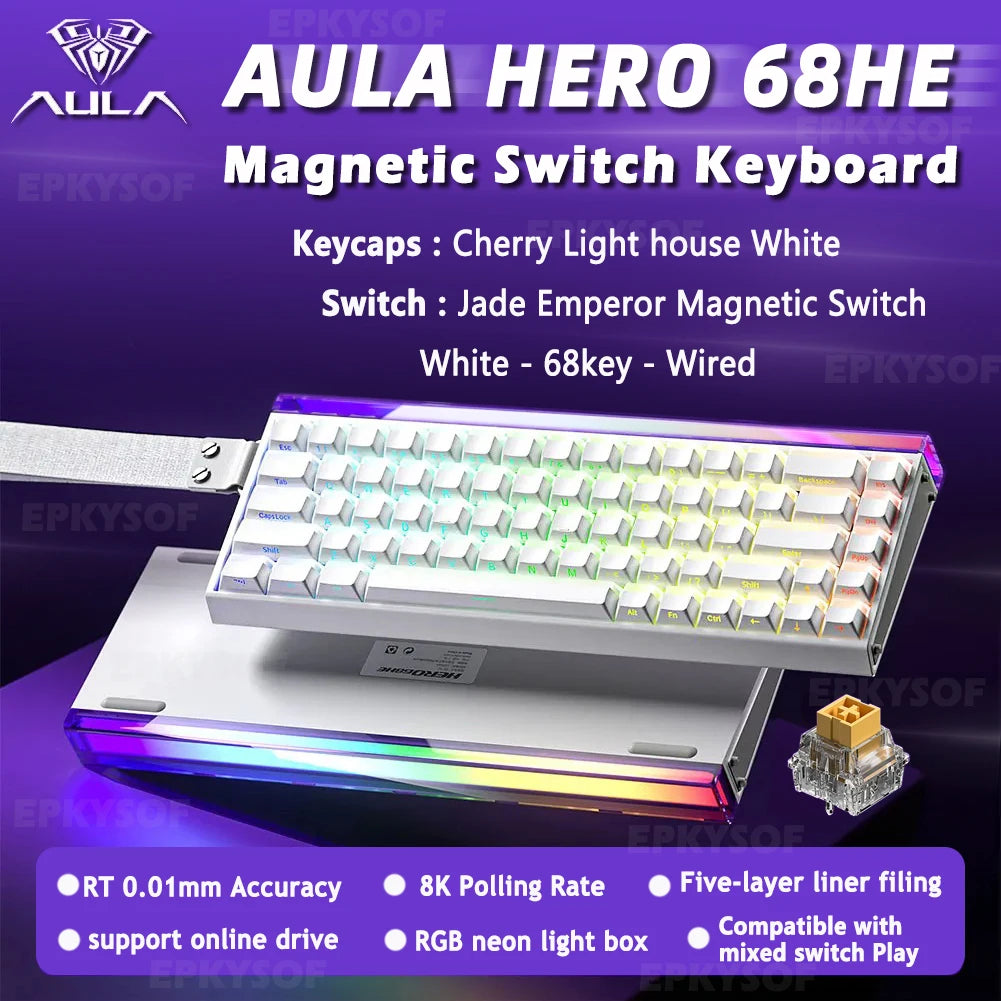 AULA HERO 68HE Magnetic Switch Gaming Keyboard | Rapid Trigger | 8K Polling | RGB