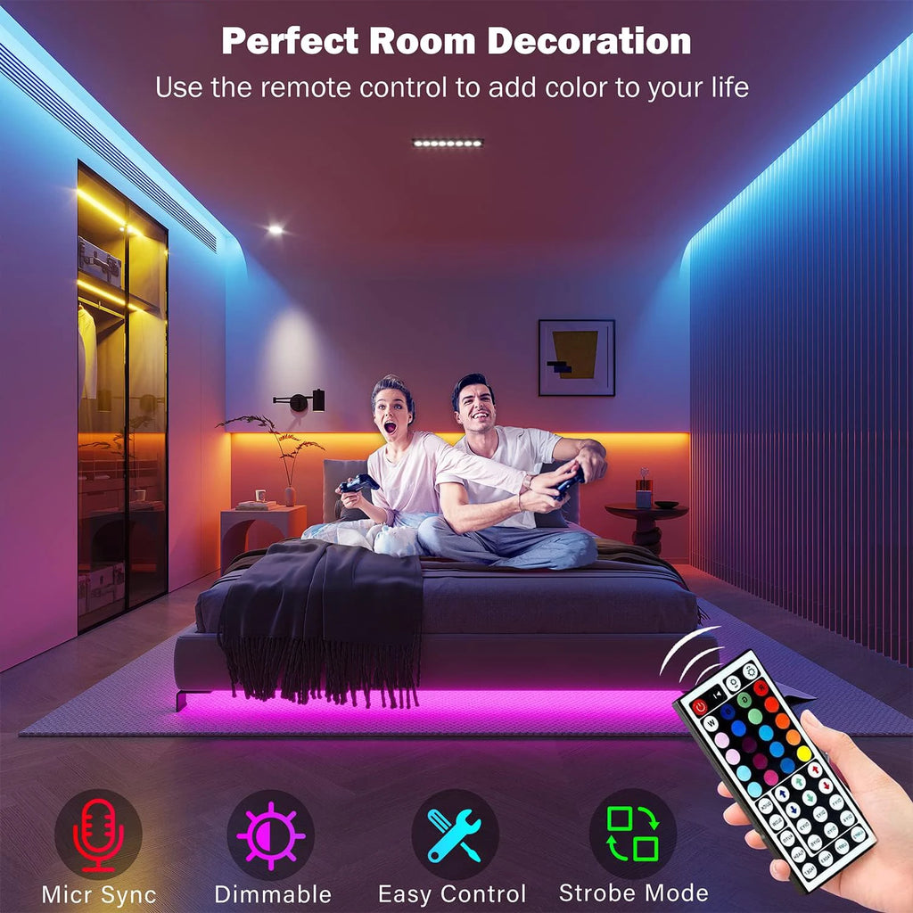 RGB LED Strip Lights 5m–30m | APP Control | Room & Gaming Setup Décor