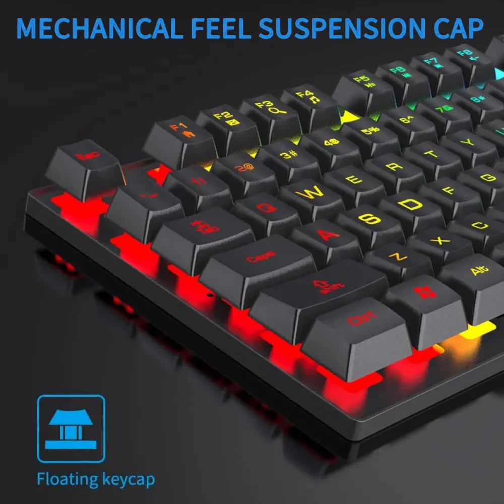104-Key RGB Gaming Keyboard | Mechanical Feel | USB Wired | Windows & Laptop Compatible
