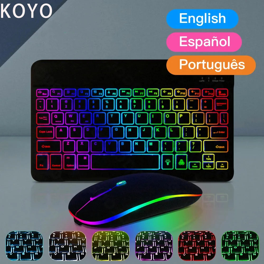 10" Wireless Bluetooth Mini Keyboard | RGB Backlit | Rechargeable | Multi-Device | USB-C