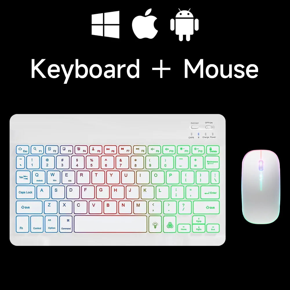 10" Wireless Bluetooth Mini Keyboard | RGB Backlit | Rechargeable | Multi-Device | USB-C