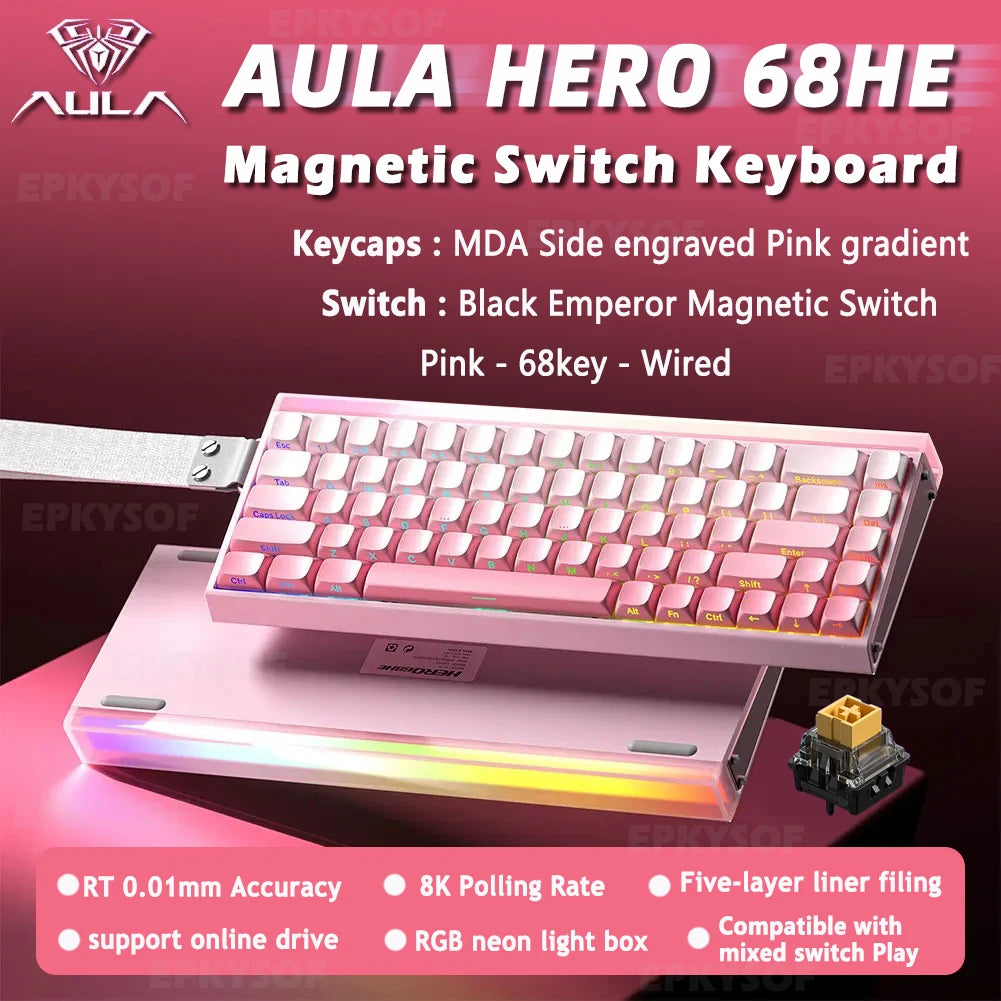 AULA HERO 68HE Magnetic Switch Gaming Keyboard | Rapid Trigger | 8K Polling | RGB