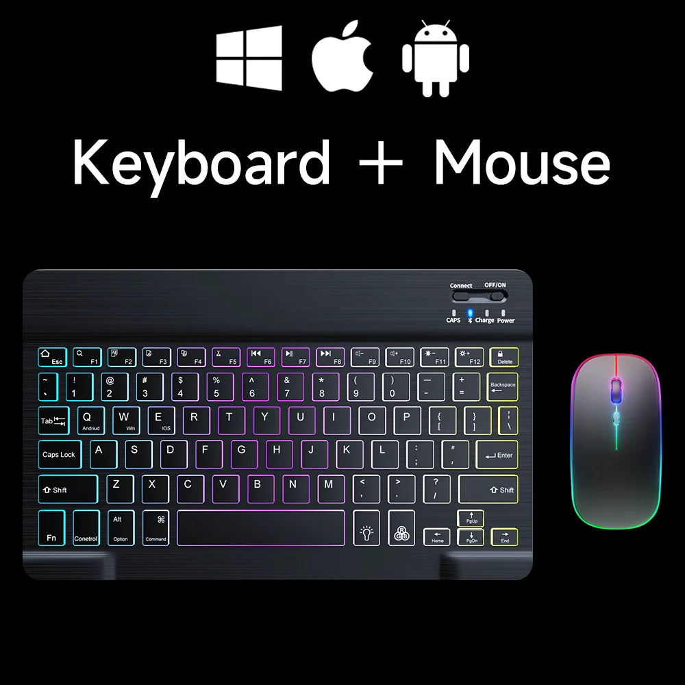 10" Wireless Bluetooth Mini Keyboard | RGB Backlit | Rechargeable | Multi-Device | USB-C