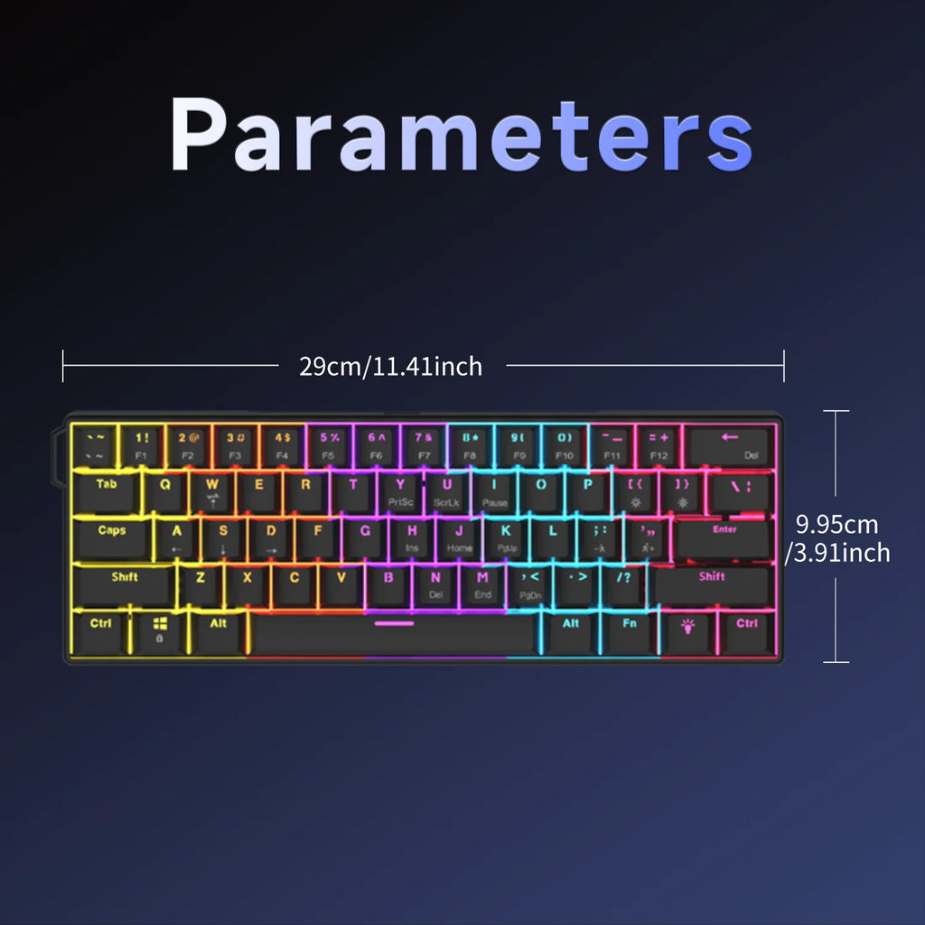 AJAZZ NK61 60% Mechanical Gaming Keyboard | Red Switch | Hot-Swap | RGB | Wired